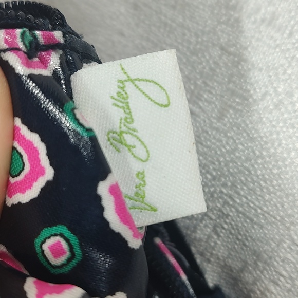 Dark Navy Blue Pink Flowers Floral Vera Bradley Small Coin Purse Bag - Picture 5 of 7